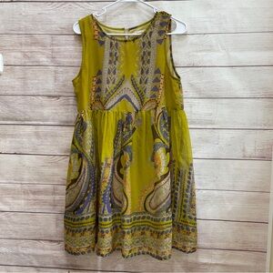 ALTAR’D STATE PAISLEY BABY DOLL DRESS IN OLIVE GREEN‎